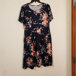 Blue time Floral Short sleeve dress